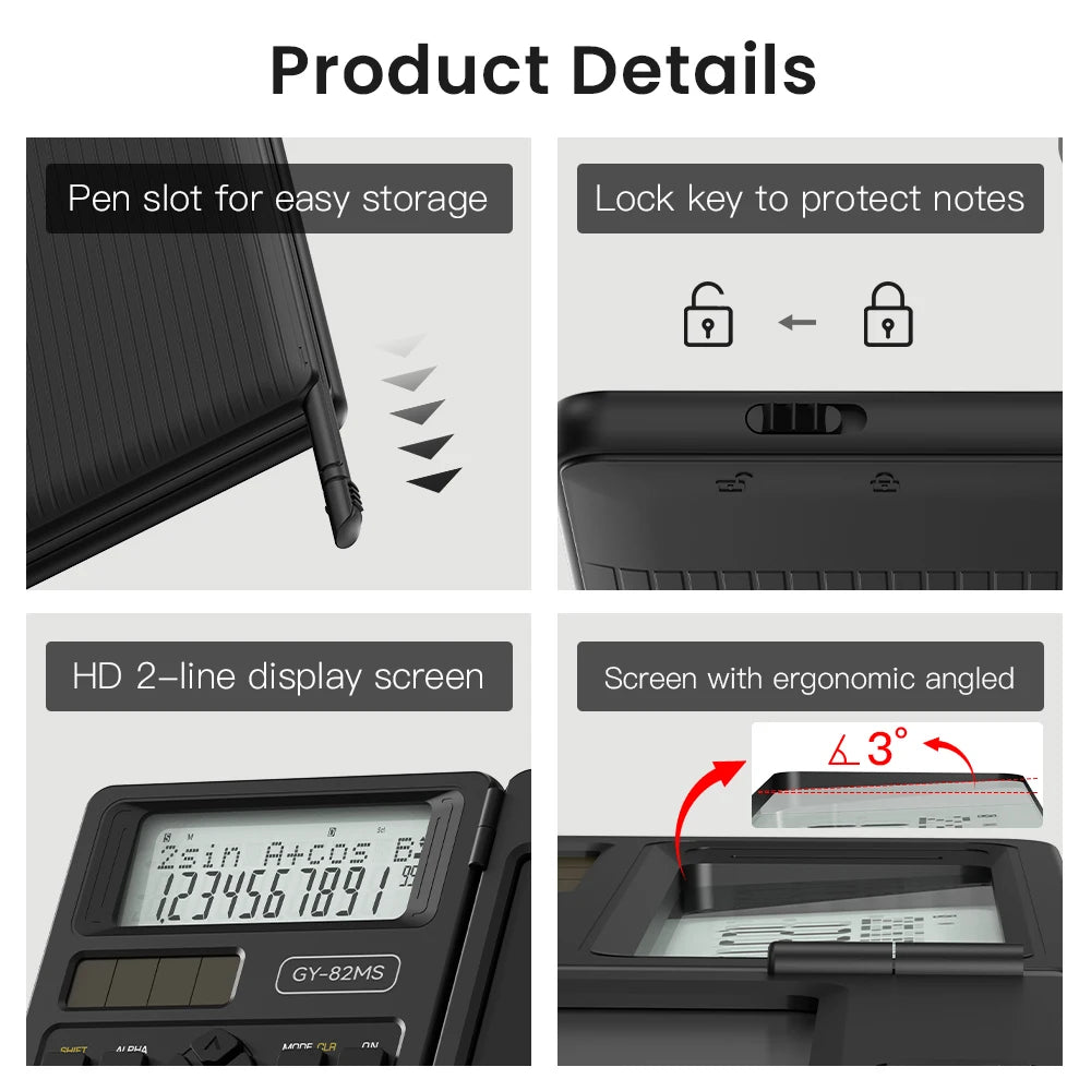 StudyFold Pro™ Foldable Note Pad Calculator