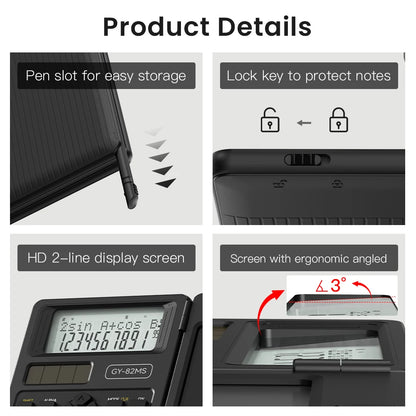 StudyFold Pro™ Foldable Note Pad Calculator